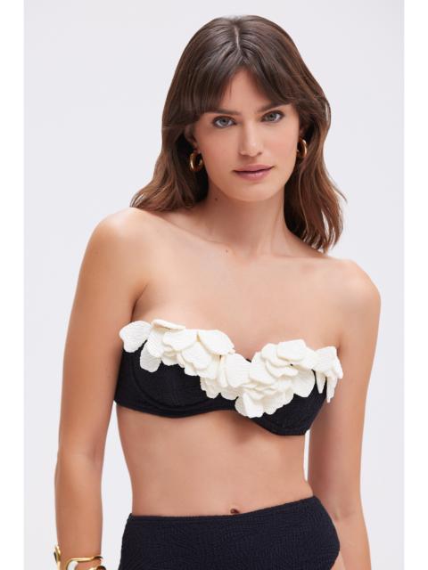BREEZE JACQUARD FLOWER APPLIQUE BIKINI TOP