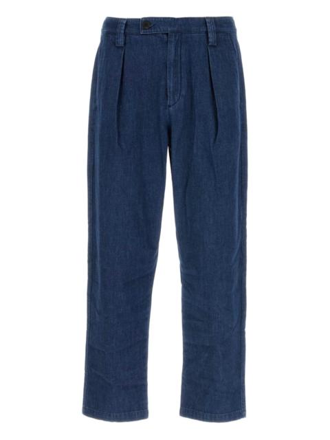 pleat-detailed cotton jeans