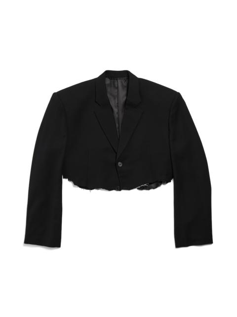 Women's Cut Off Single Breasted Jacket in Black