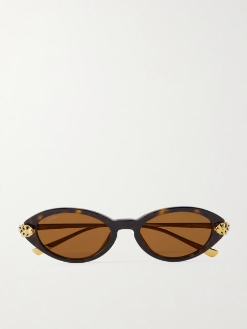 Panthère De Cartier Oval-frame Tortoiseshell Acetate And Gold-tone Sunglasses