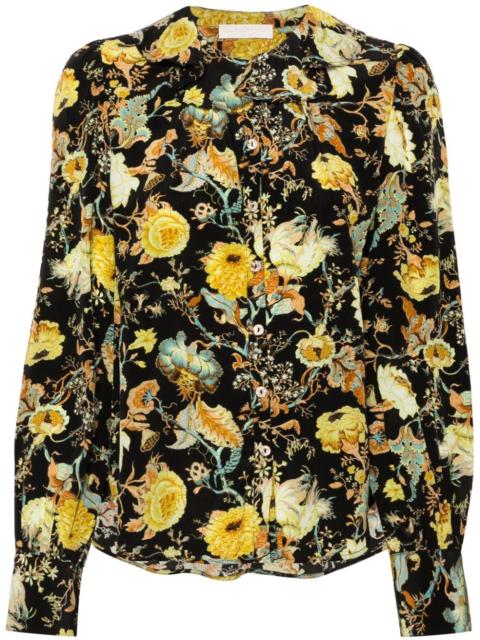 Veron floral-print silk blouse