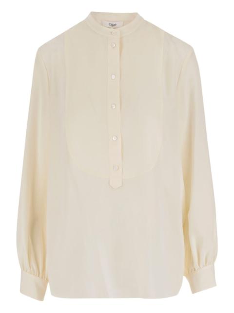 mandarin-collar button shirt