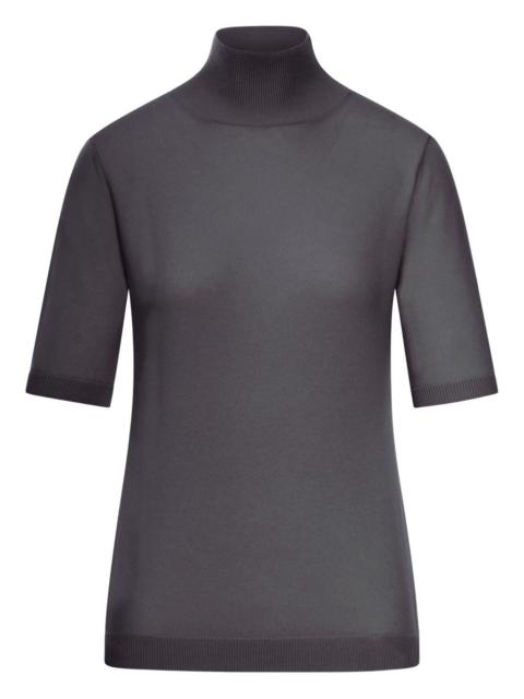 mock-neck wool top