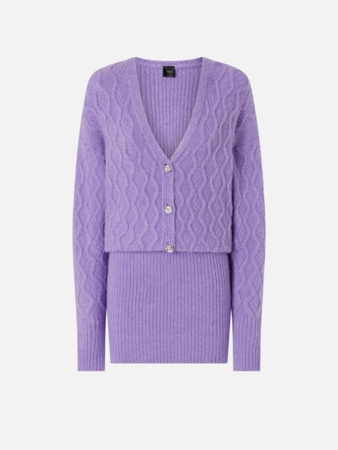 KNIT MINI DRESS WITH CABLE STITCH AND JEWEL BUTTONS