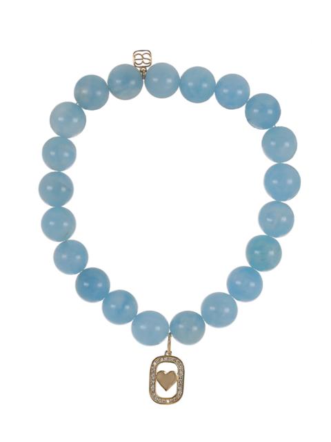 Aquamarine Heart Open Icon Charm Bracelet
