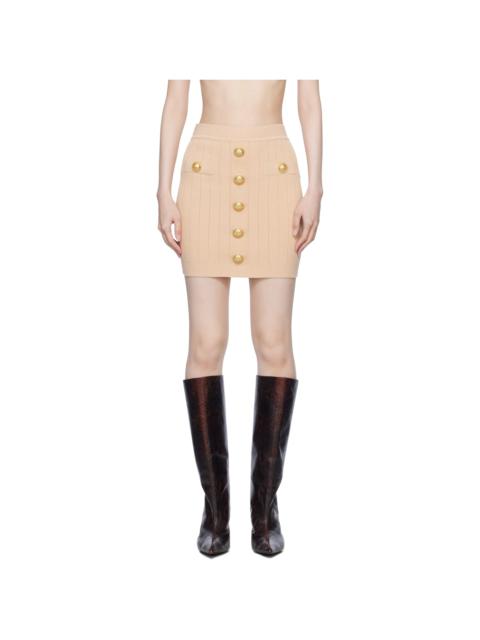 Pink Knit Buttons Miniskirt