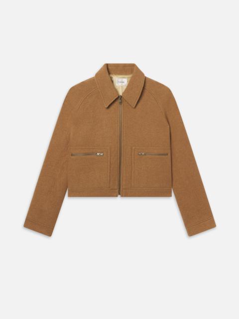 The Raglan Zip Front Jacket in Camel