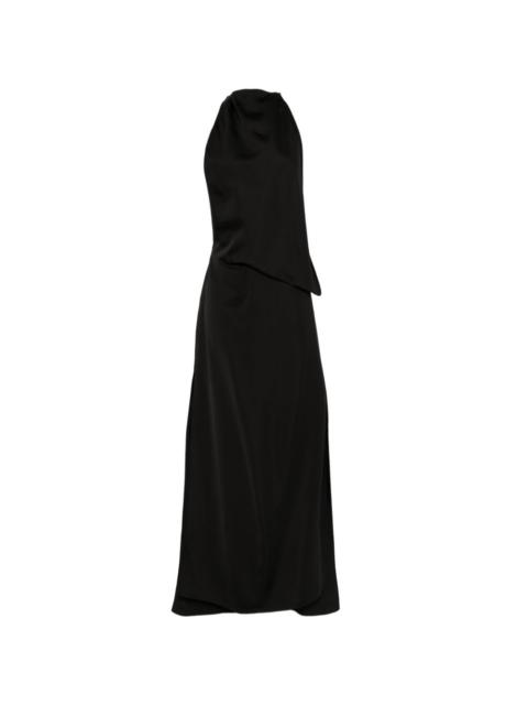 halterneck layered maxi dress