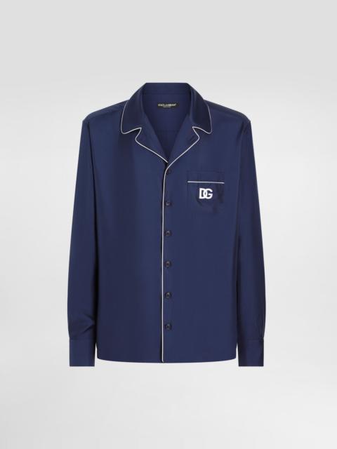 Silk shirt with DG logo-embroidered patch