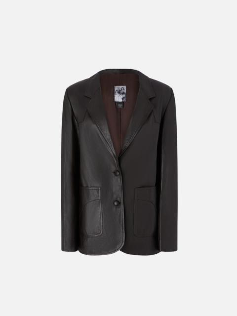 REIMAGINE BY PINKO X PATRICK MCDOWELL SINGLE-BREASTED LEATHER BLAZER WITH POCKETS