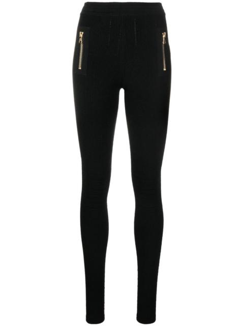 panelled slim-cut leggings