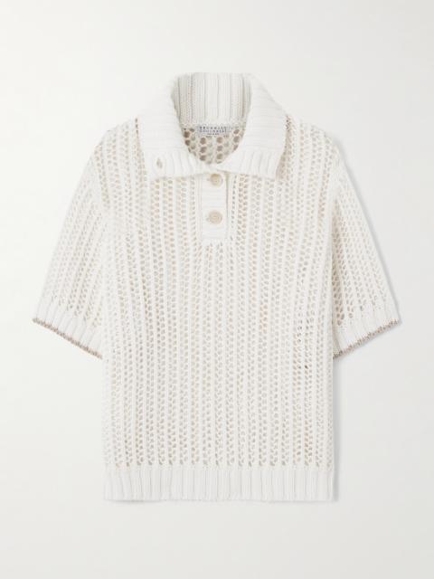 Open-knit Cotton Polo Shirt