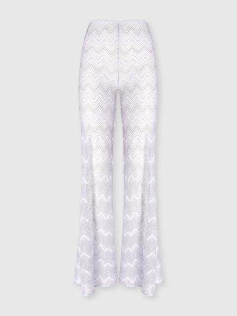Flare cover-up trousers in zig zag lamé viscose
