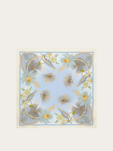 Water lilies print silk scarf