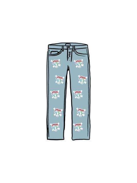 Supreme Clayton Patterson Skulls Embroidered Regular Jean Blue