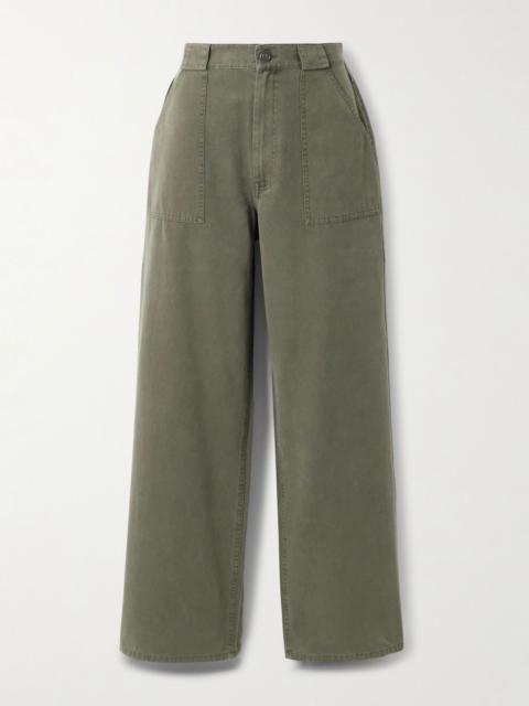 Grayson cropped cotton-canvas wide-leg pants Army green