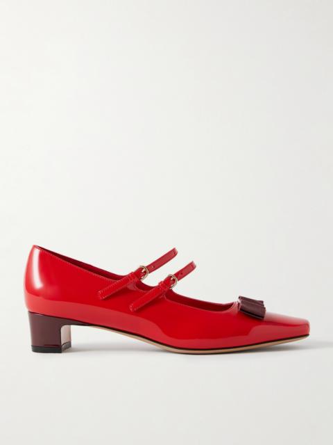Vara Bow-embellished Patent-leather Mary Jane Pumps