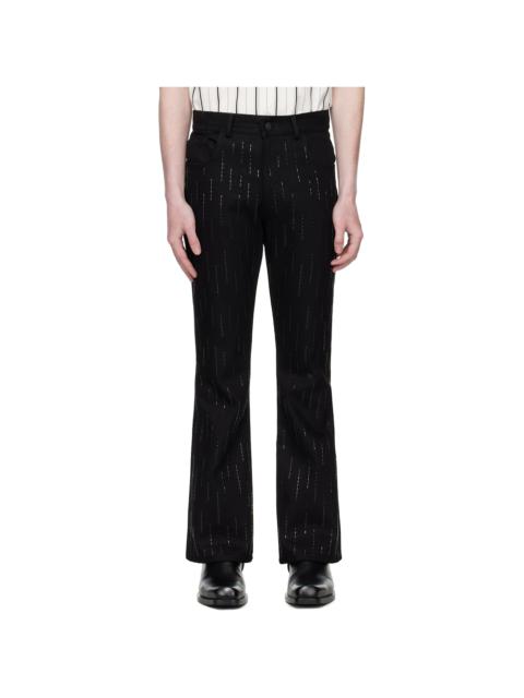 Black Embellished Rain Appliqué Trousers