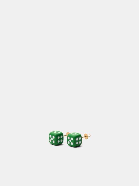 Green Enamel Dice Earring Pair
