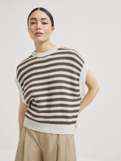 Striped dazzling cotton knit T-shirt
