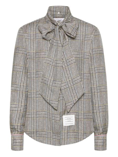 houndstooth-check bow-tie shirt