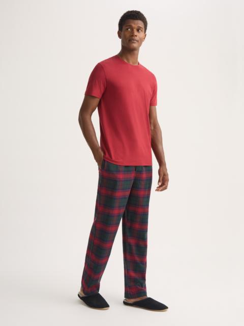 Men's Lounge Pants Kelburn Brushed Cotton Burgundy Red & Green Check
