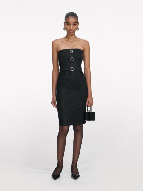 Black Denim Bandeau Midi Dress