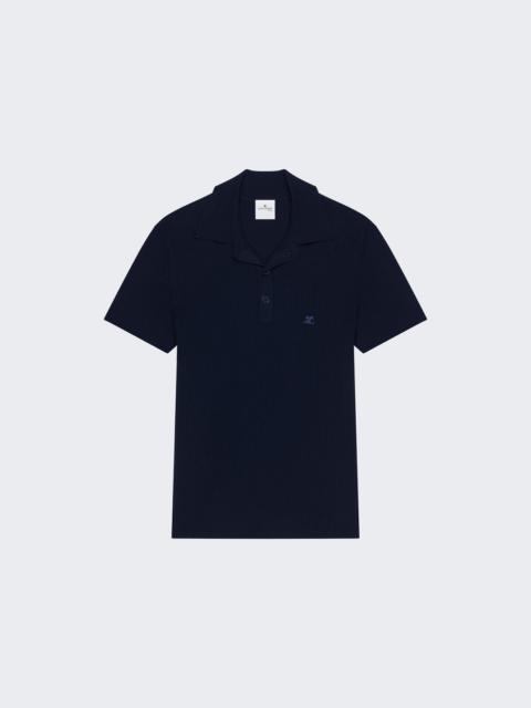 Rib Knit Polo Blue