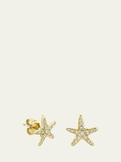 14K Yellow Gold Starfish Stud Earring, Single