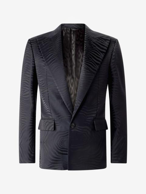 Blazer With Solid-Color Tiger Skin Design