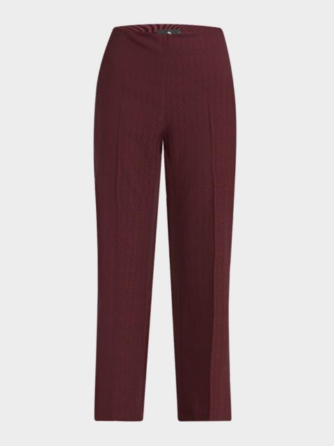 Jacquard Straight-Leg Ankle Trousers