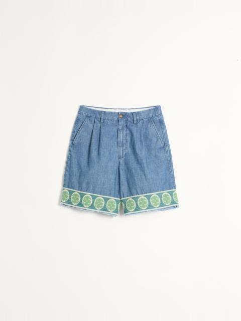 DENIM BERMUDA SHORTS WITH JACQUARD HEM