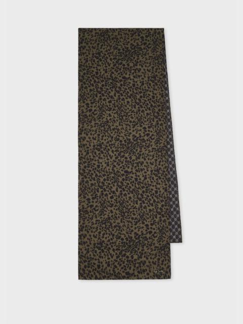 Brown Wool-Blend Leopard Scarf