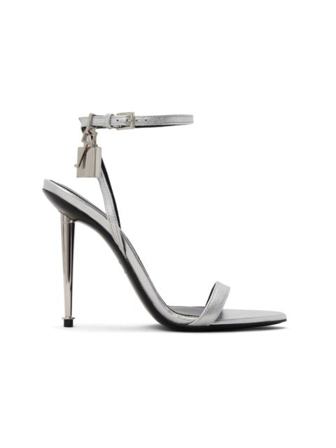 Silver Nappa Padlock Pointy Naked Heeled Sandals