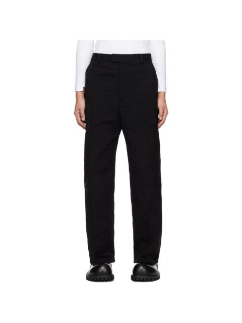 Black Metalized Wrinkled Tailored Trousers