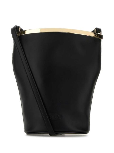 Tod's Women Black Leather Magenta Bucket Bag