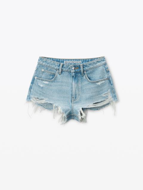 Clear Bead Hotfix Distressed Denim Shorts