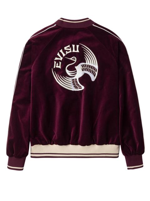 Crane and Logo Embroidery Regular Fit Reversible Bomber Jacket