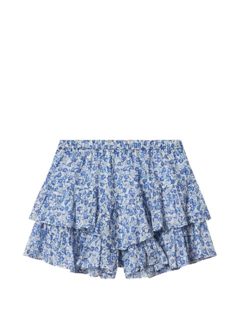 JOCADIA ruffled floral-print mini shorts