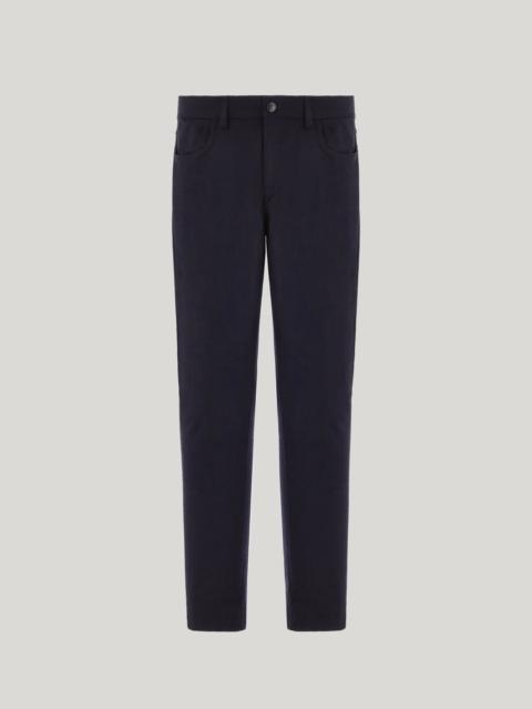 NAVY BLUE FIVE POCKET FLANNEL IMPECCABILE WOOL PANTS