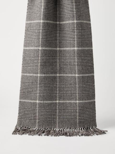 Cashmere Prince of Wales double cloth scarf with hood