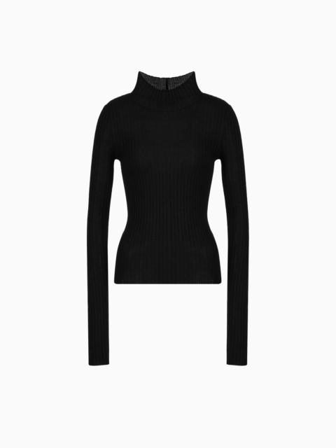 GIORGIO ARMANI NEVE RIBBED CASHMERE MOCK-NECK JUMPER