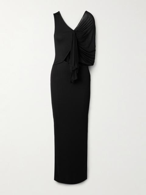 Seneca Swirl Convertible Draped Ribbed-knit And Jersey Gown