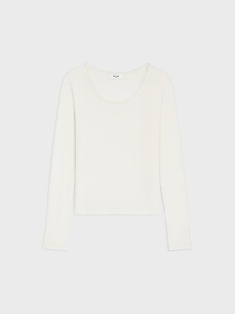 long-sleeved top IN ribbed cotton and silk