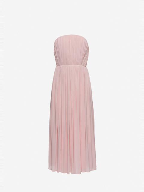 Strapless pleated corset dress in pink