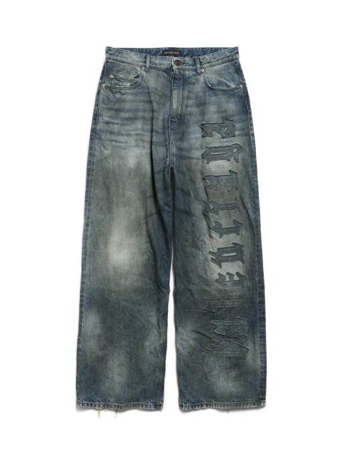 Men's Minimal Baggy Pants in Dirty Grey/light Blue