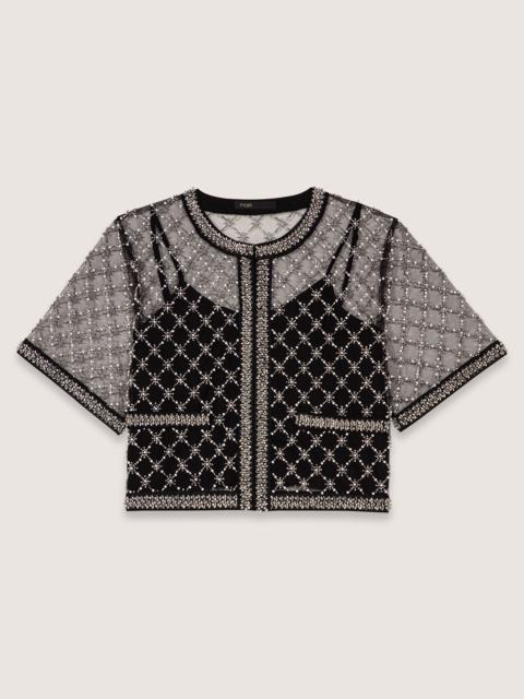 Embroidered tulle top