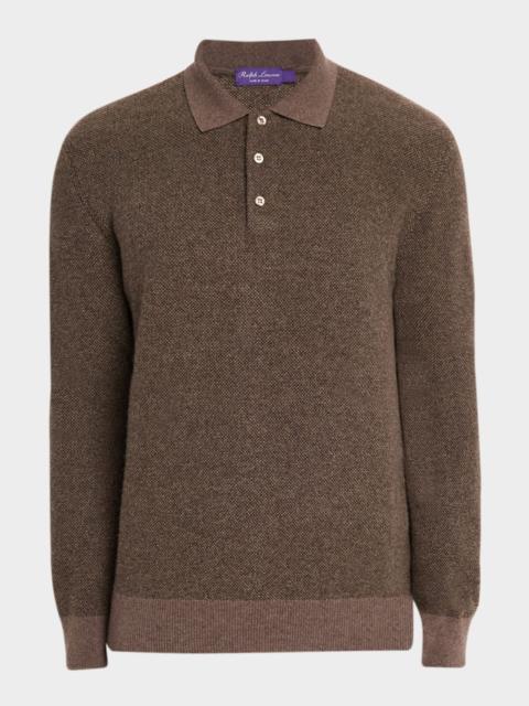 Men's Cashmere Birdseye Polo Sweater