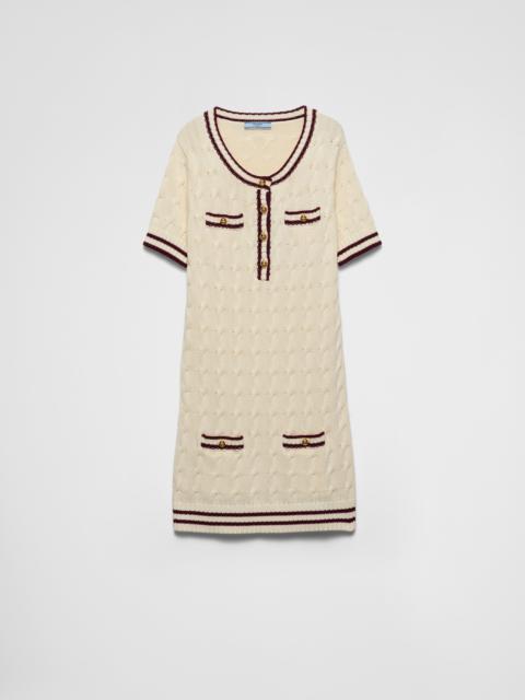 Round neck cotton mini-dress