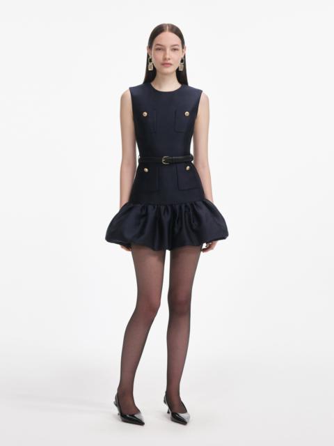Navy Taffeta Mini Dress